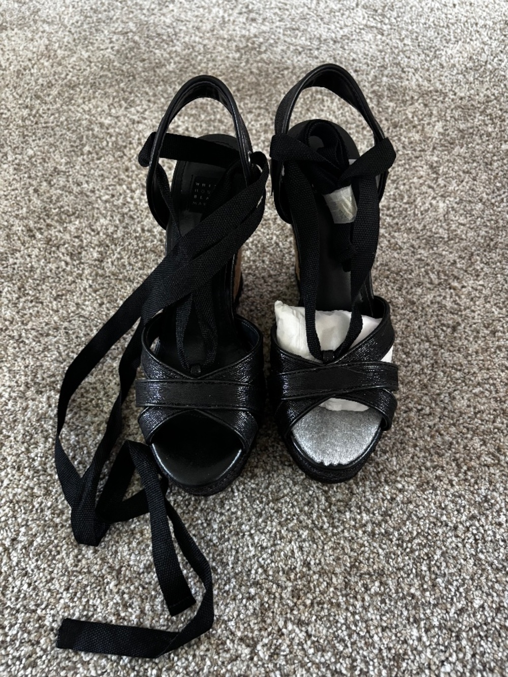 White House black market lace up wedges